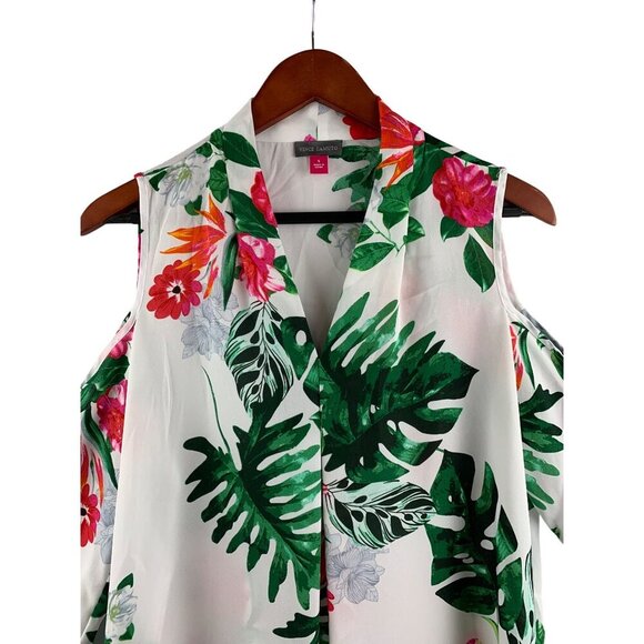 Vince Camuto Cold Shoulder Floral Blouse S Polyester Womens Top Made In China Mu - Picture 4 of 7